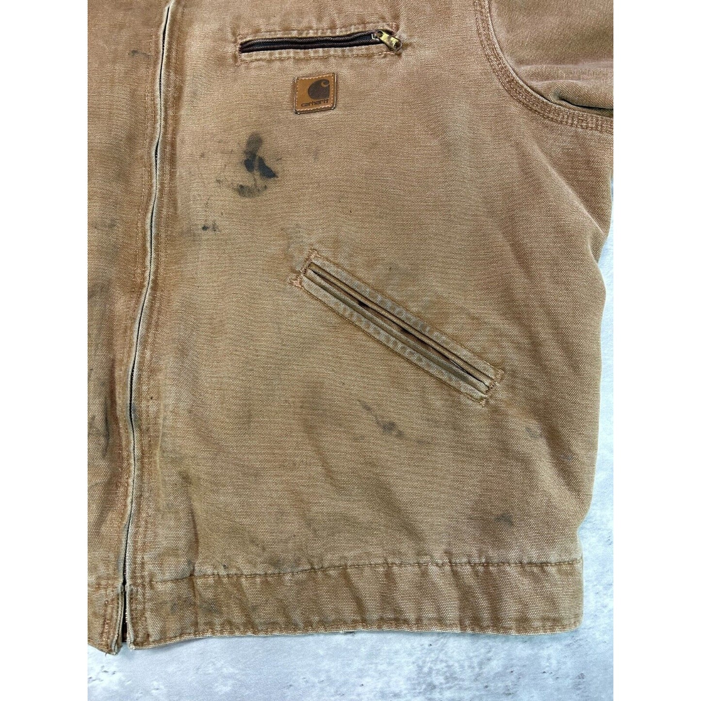 Vintage Carhartt Blanket Lined Canvas Workwear Detroit Jacket Size XL J97 BRN
