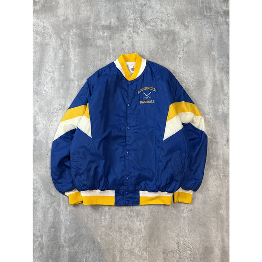 Vintage 90s Roughrider Baseball Embroidered Nylon Varsity Bomber Jacket Size XL