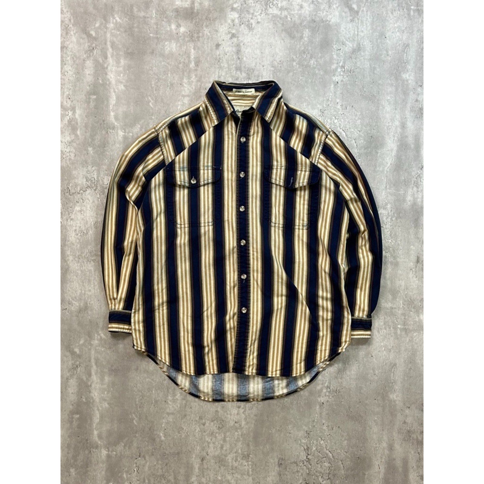 Vintage Eddie Bauer Striped Print Long Sleeve Button Up Shirt Size Small