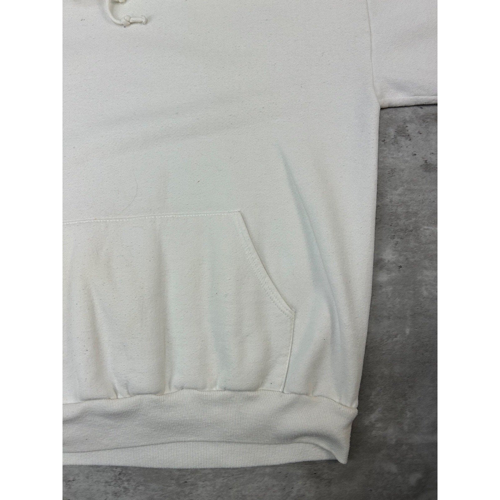 Vintage 90s JERZEES Blank Pullover Hooded White Sweatshirt Size Large