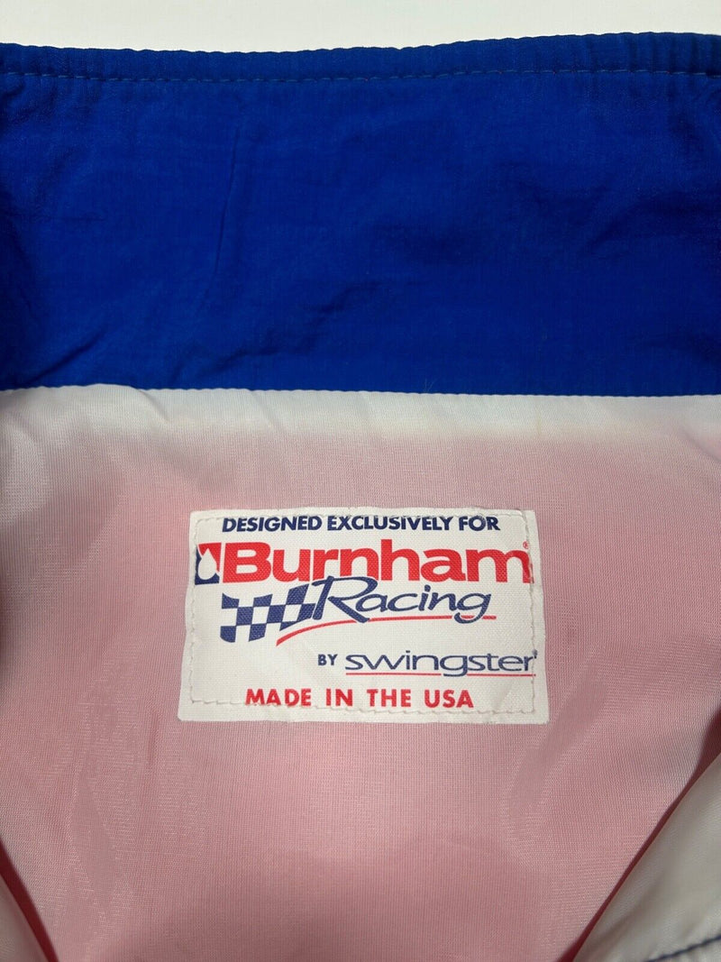 Vintage 90s Burnham Racing Embroidered 3 Tone Light Windbreaker Jacket Size XL