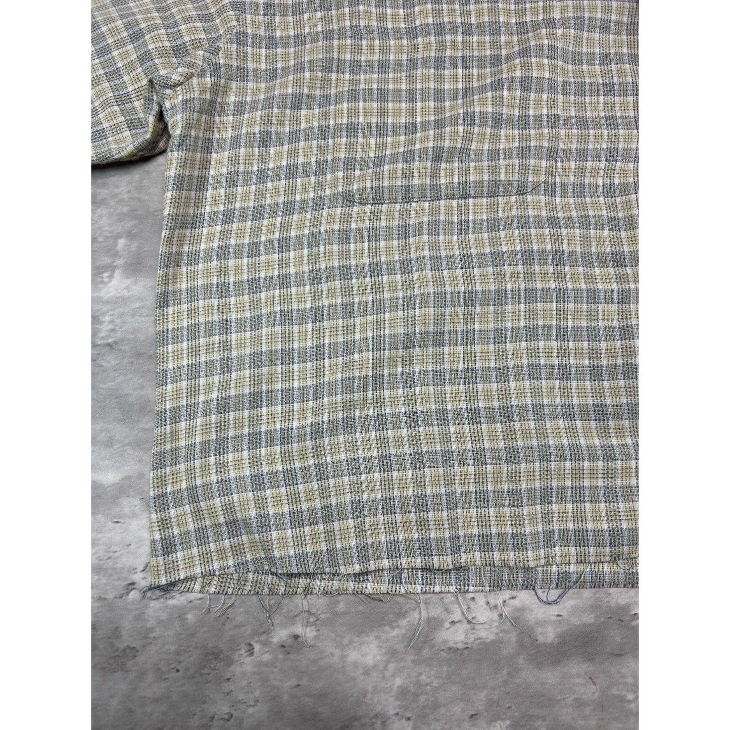 Vintage Natural Issue Plaid Single Pocket Cropped Button Up Shirt Size Large