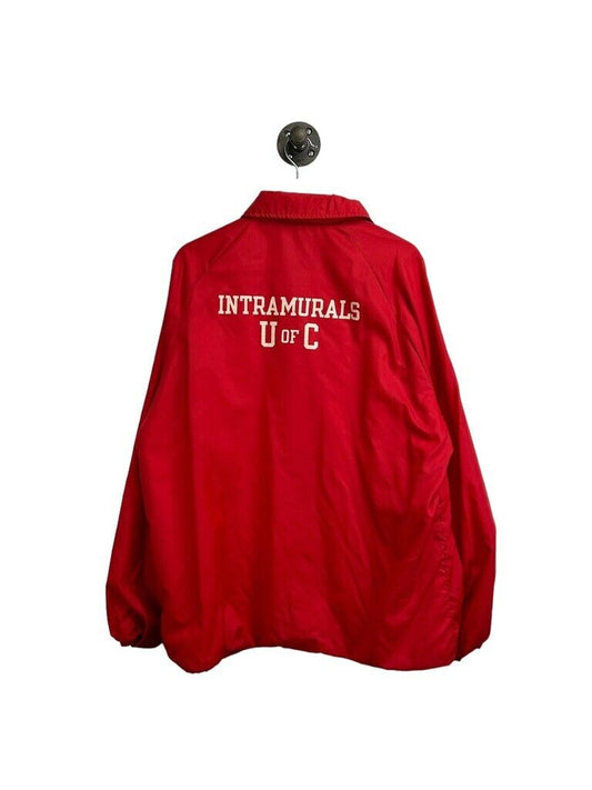 Vintage 80s U of C Intramurals Champion Nylon Coaches Jacket Size Large Red