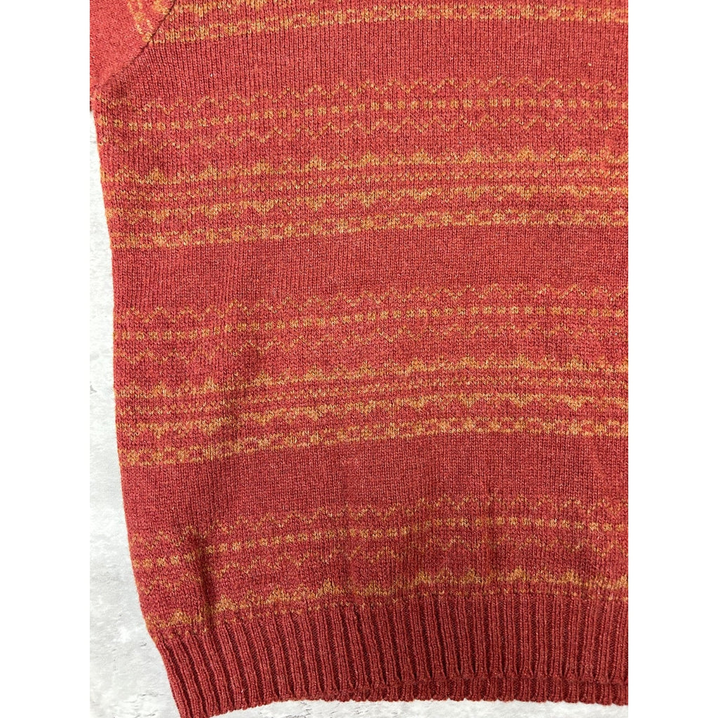 Vintage Izod Jeans Abstract Striped Pullover Knit Sweater Size Large Red