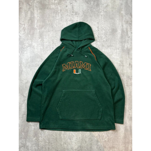 Vintage Miami Hurricanes NCAA Embroidered Fleece Hooded Sweatshirt Size Large