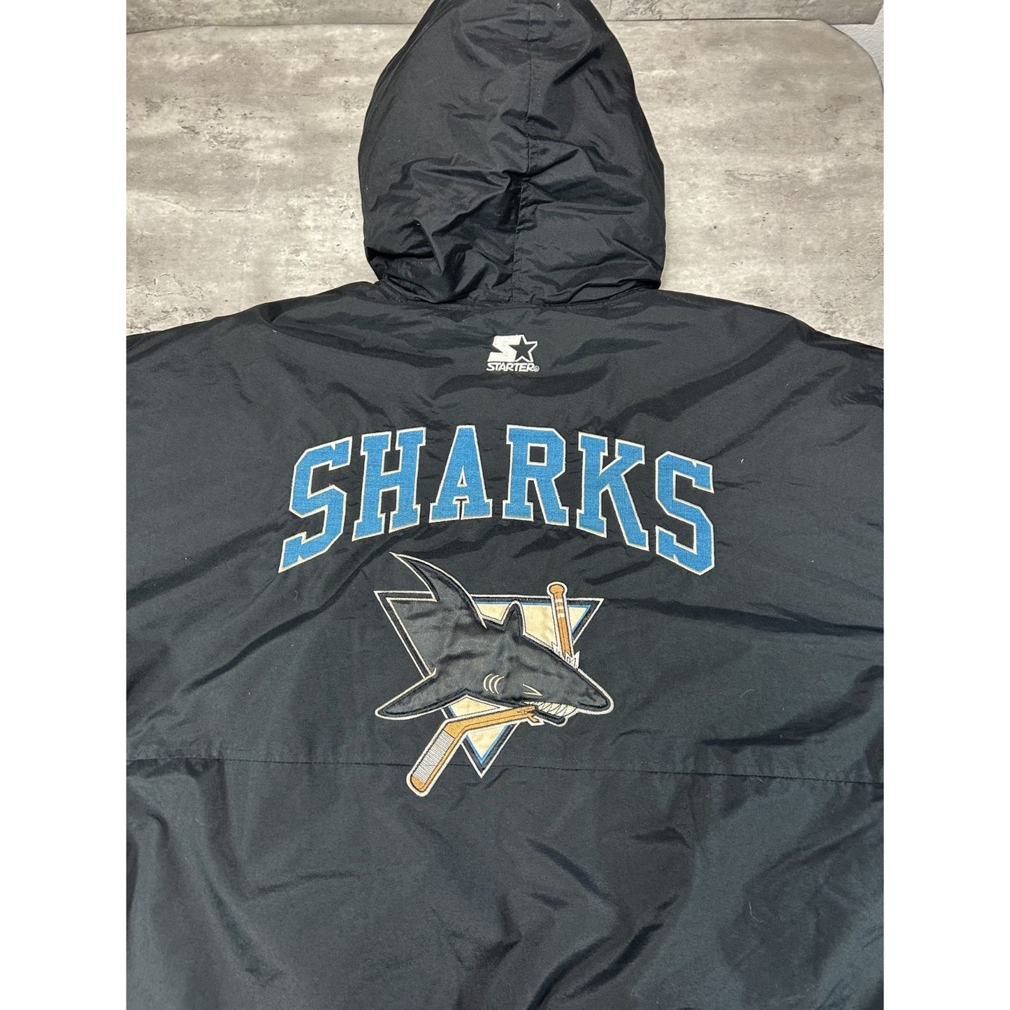 Vintage 80s/90s San Jose Sharks NHL Starter Insulated Full Zip Jacket Size XL
