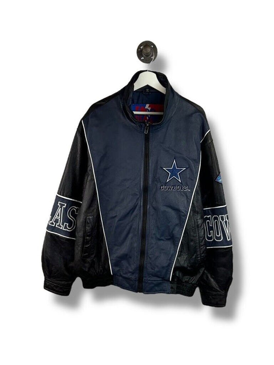 Vintage 1994 Dallas Cowboys NFL Full Zip Insulated Leather Jacket Size XL