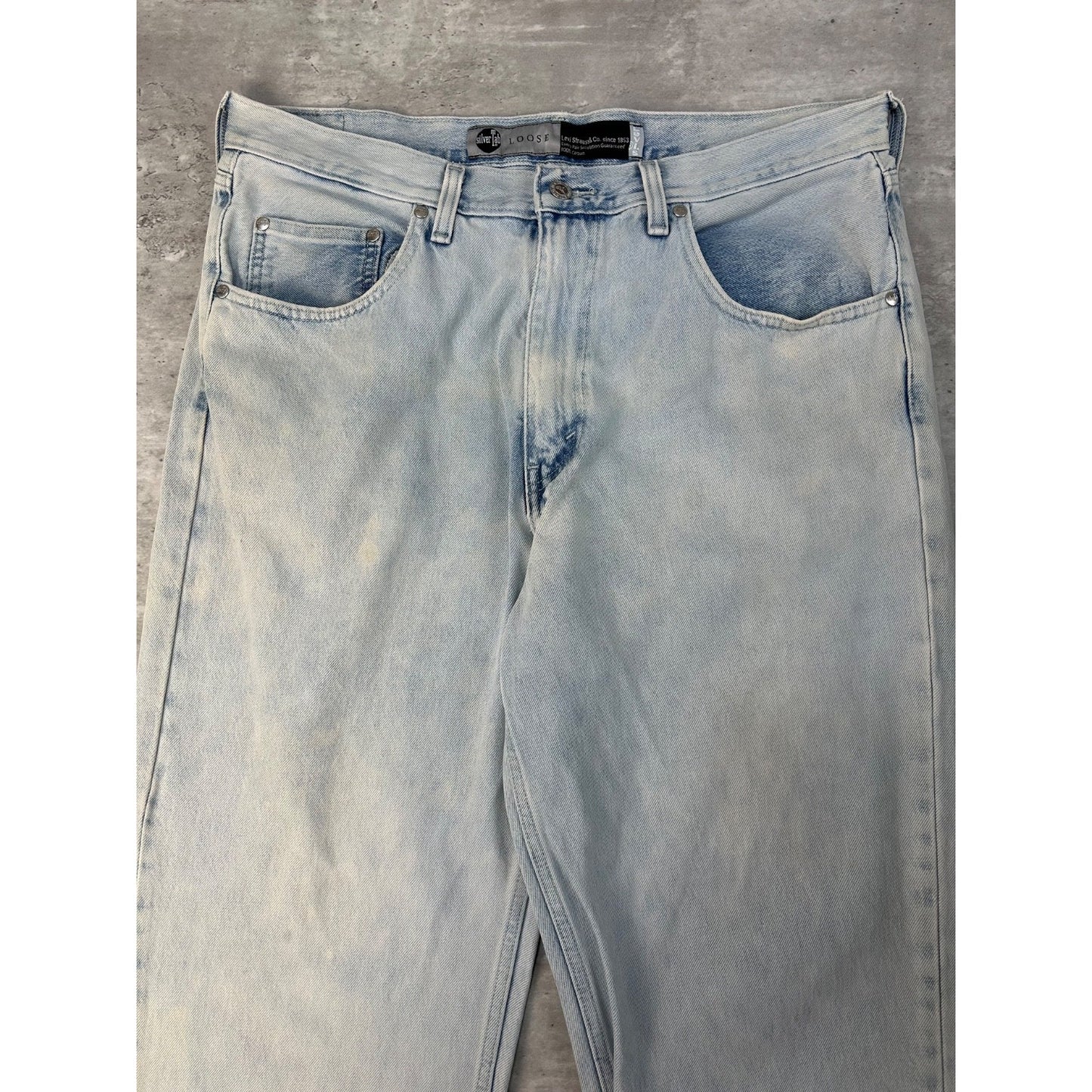 Vintage Levis Silvertab Loose Fit Light Wash Baggy Denim Pants Size 37