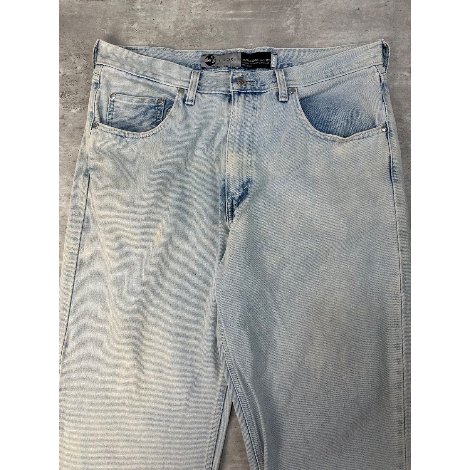 Vintage Levis Silvertab Loose Fit Light Wash Baggy Denim Pants Size 37