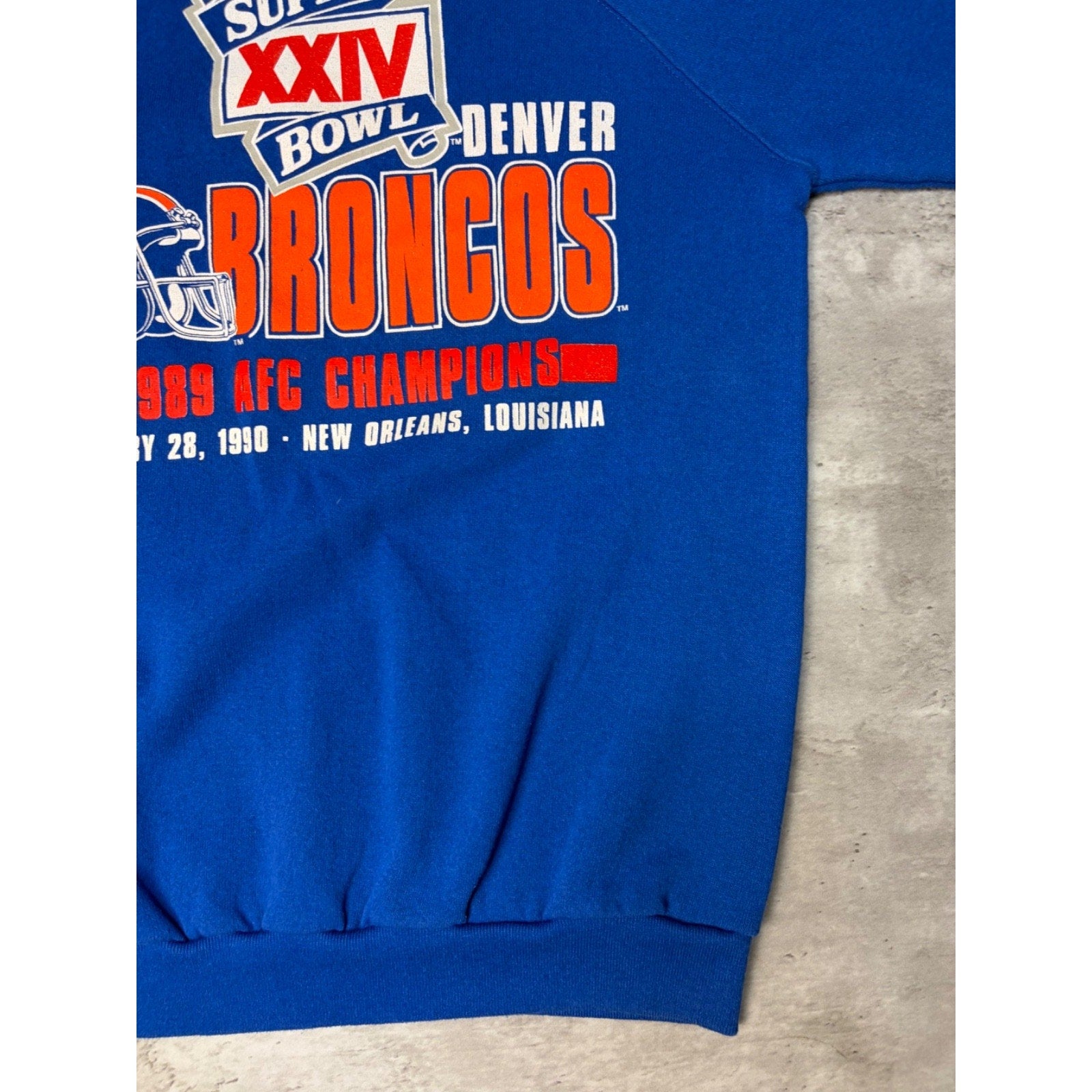 Vintage 1989 Denver Broncos NFL AFC Champions Graphic Sweatshirt Size Large