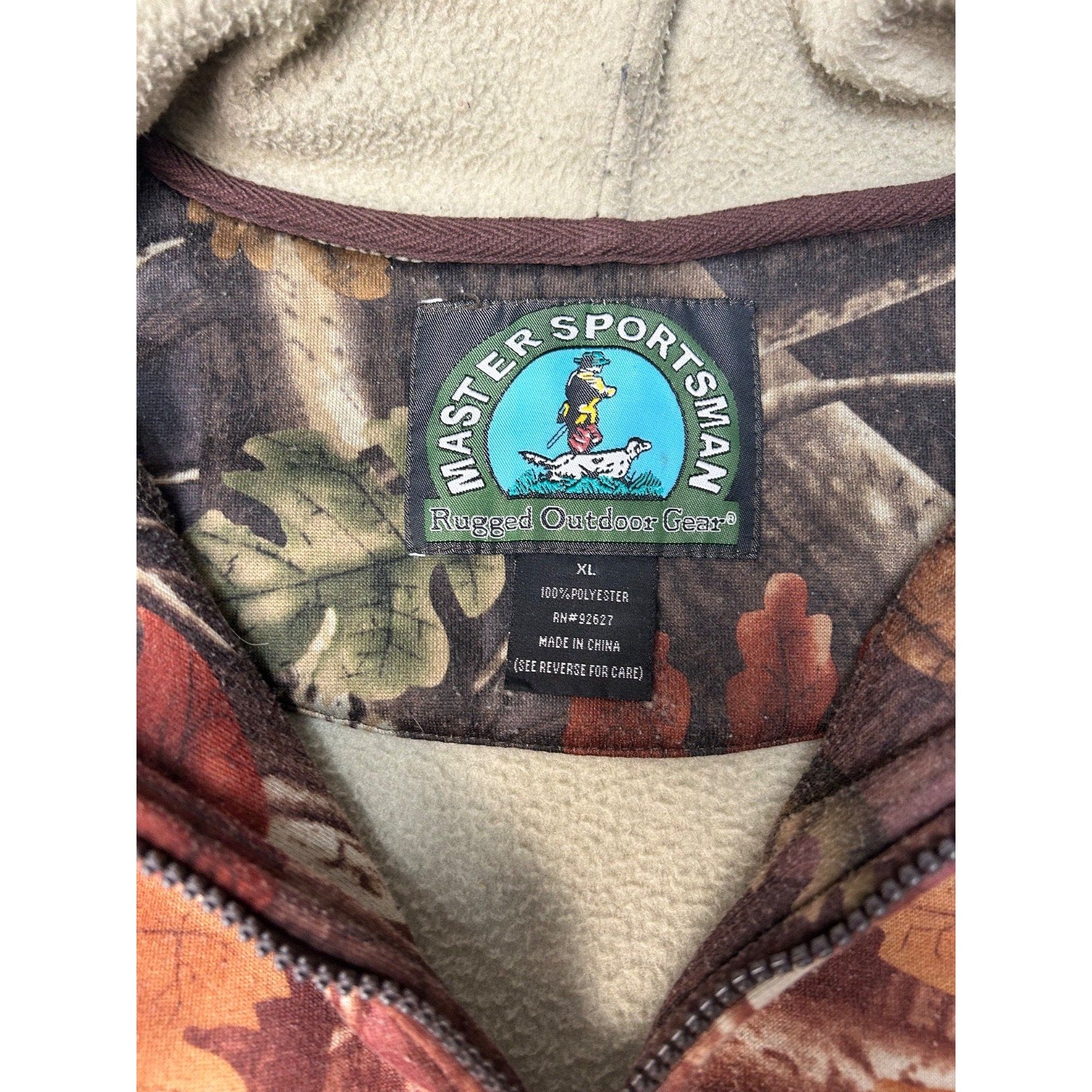 Vintage 90s Fall Tree Camo Full Zip Hooded Hunting Jacket Size XL