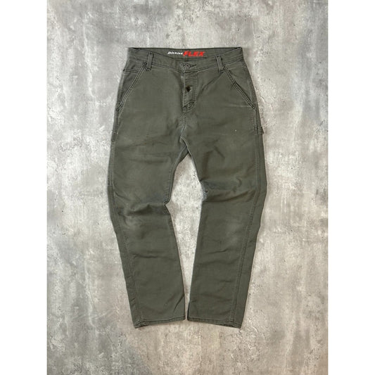 Dickies Flex Canvas Workwear Carpenter Pants Size 32 Green