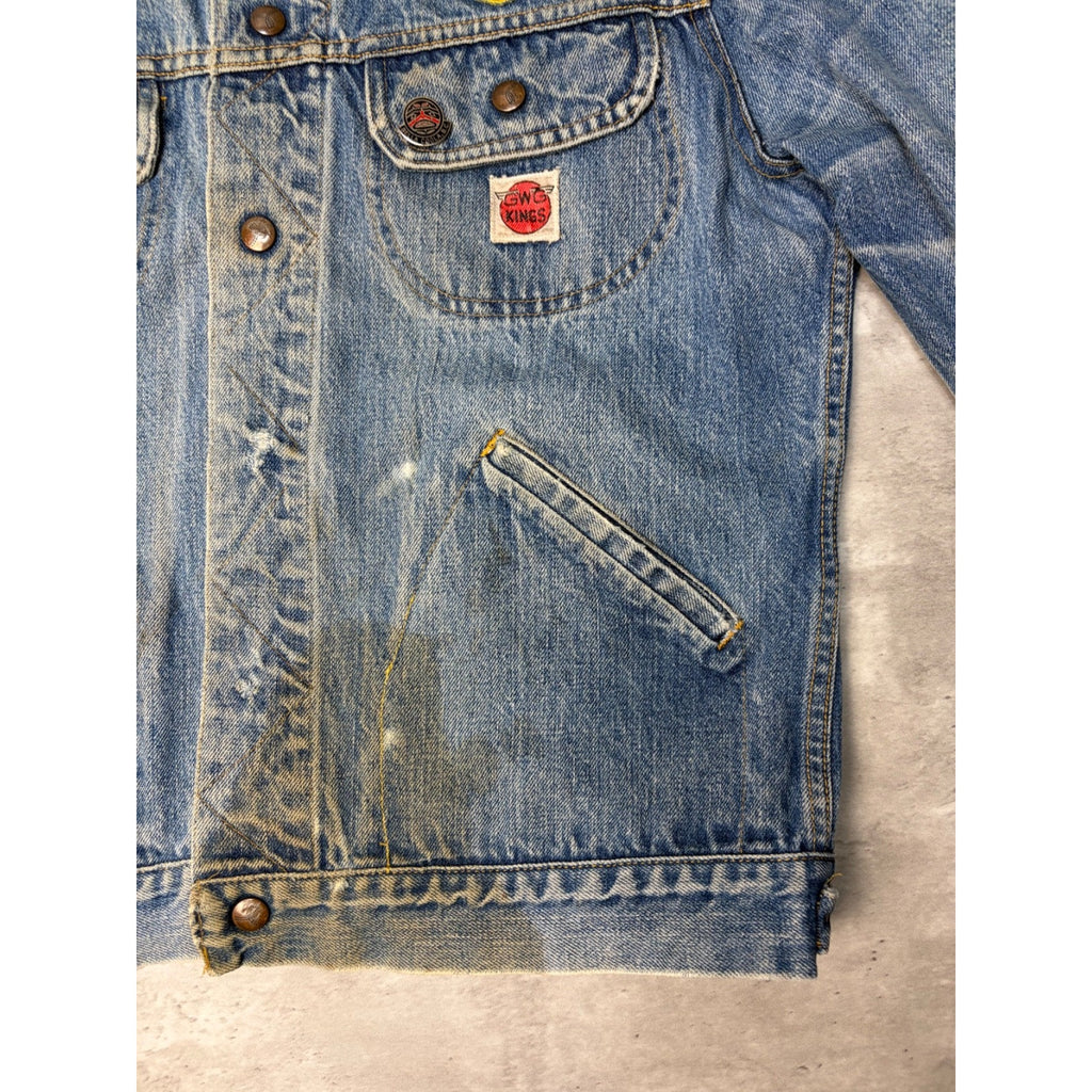 Vintage 1960s GWG Kings Medium Wash Denim Trucker Jacket Size Medium