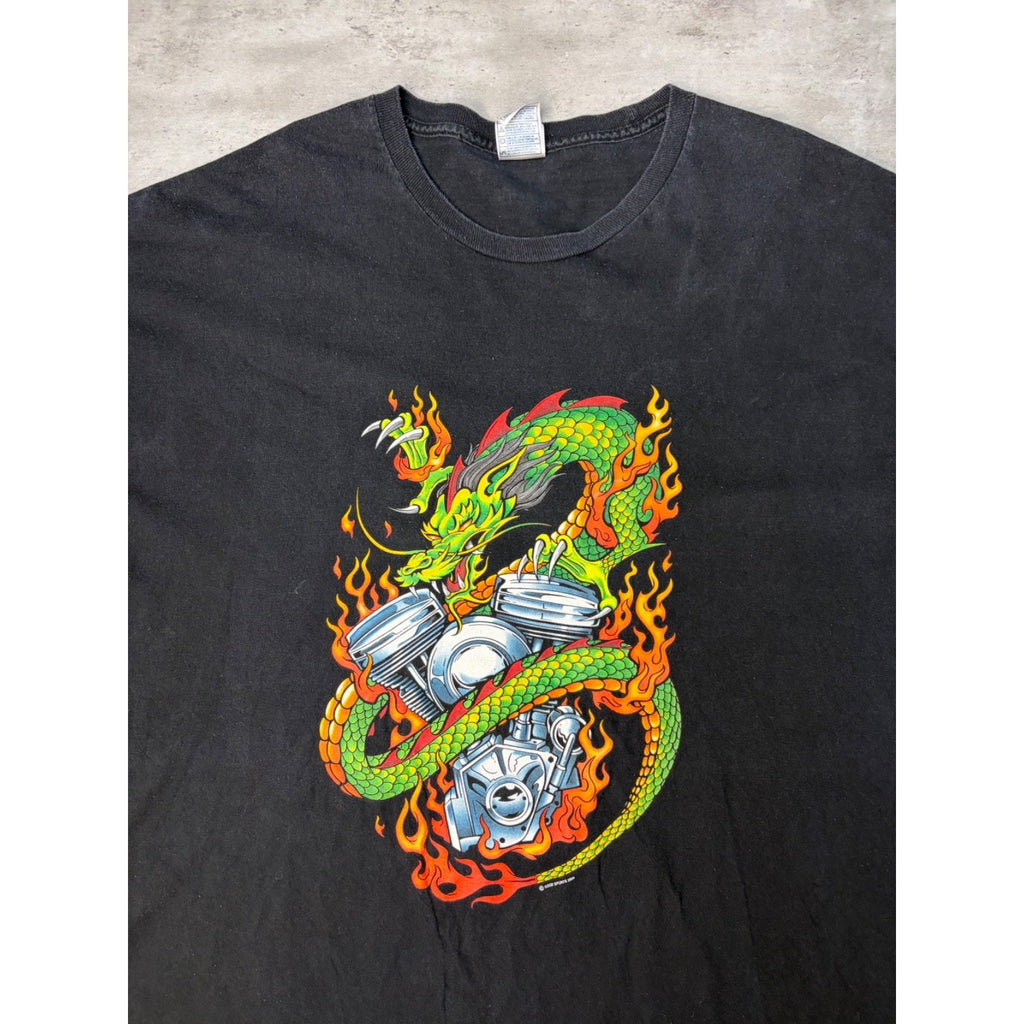 Vintage 2004 Dragon Engine Sleeve Graphic Long Sleeve T-Shirt Size 3XL