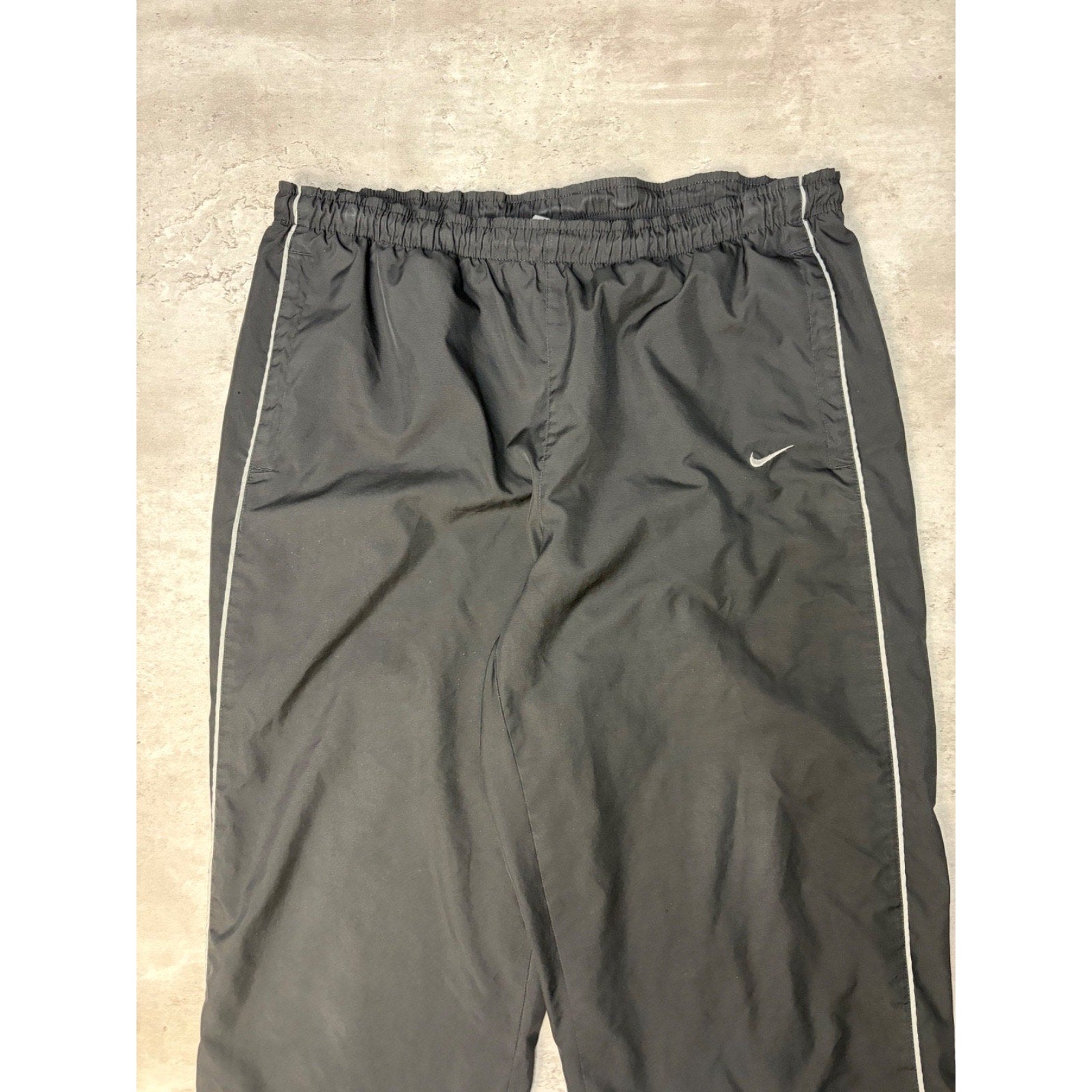 Vintage 2000s Nike Embroidered Swoosh Black Nylon Track Pants Size Large
