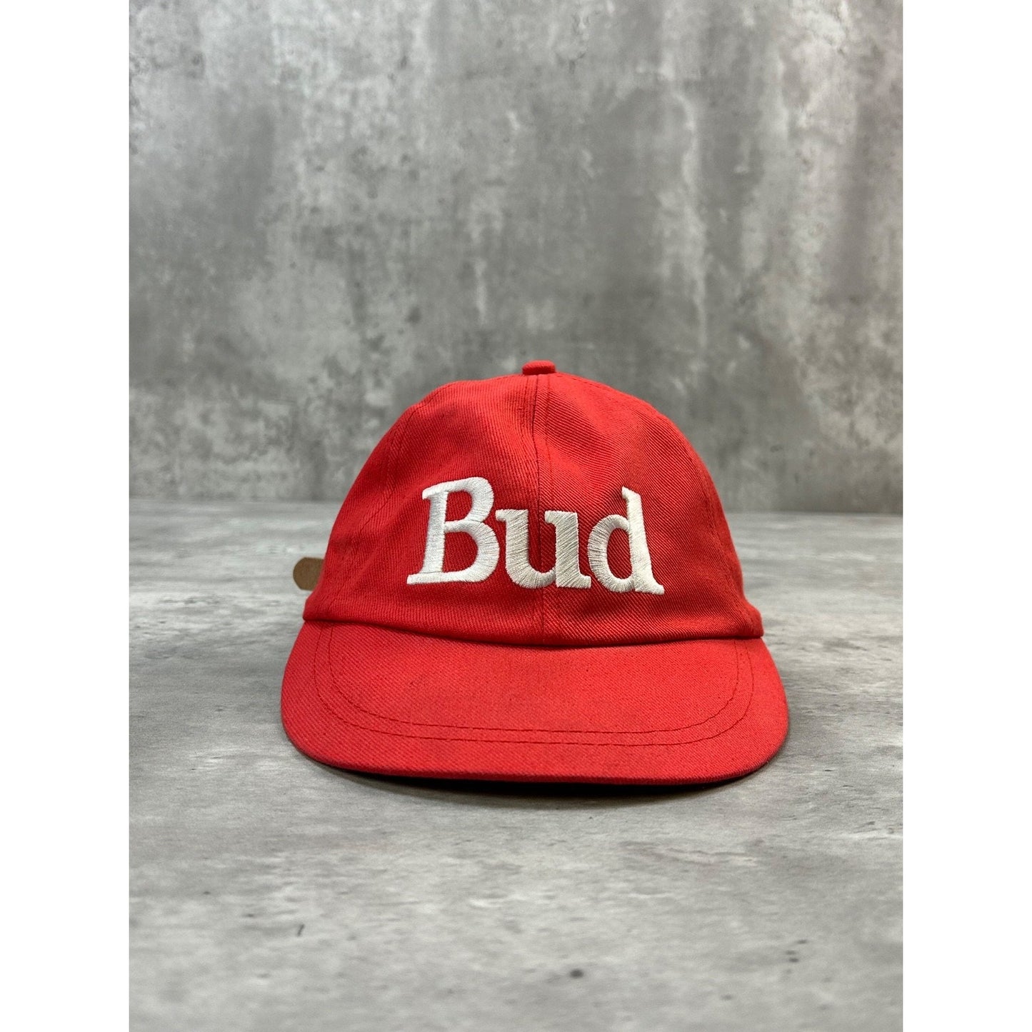 Vintage 90s Budweiser Embroidered Bud Spellout Beer Promo Strapback Hat OSFA