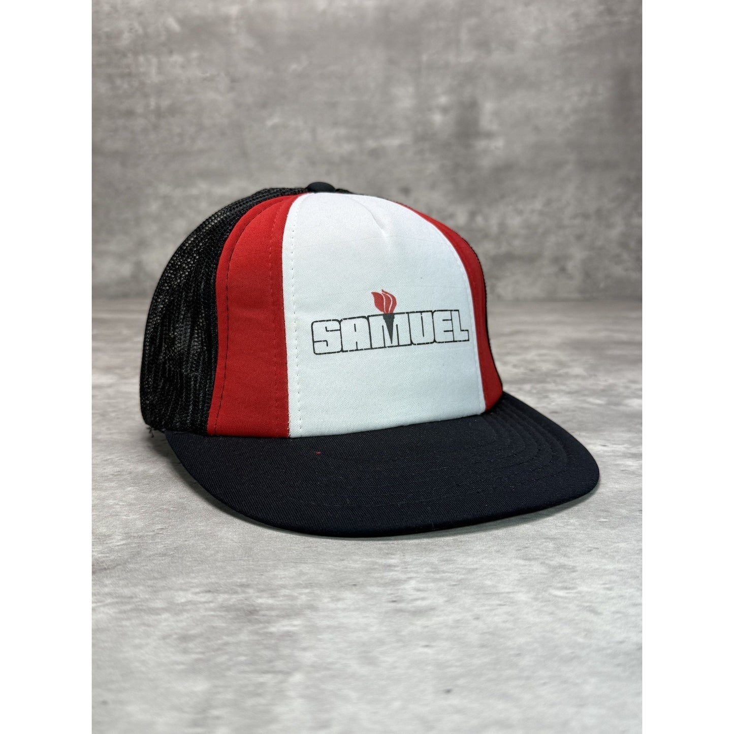 Vintage 80s/90s Samuel Spellout Graphic Trucker Snapback Hat OSFA
