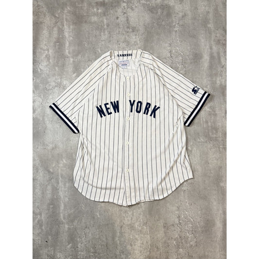 Vintage 90s New York Yankees MLB Starter Pinstripe Baseball Jersey Size Large