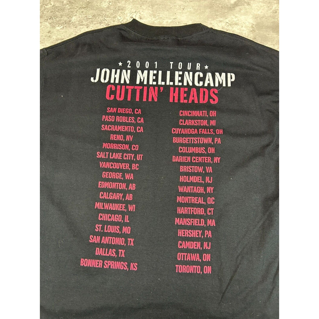 Vintage 2001 John Mellencamp Cuttin Heads Rock Music Tour T-Shirt Size Large