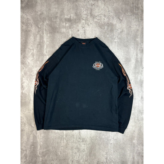 Vintage 2001 Harley Davidson Maui Flame Graphic Long Sleeve T-Shirt Size XL