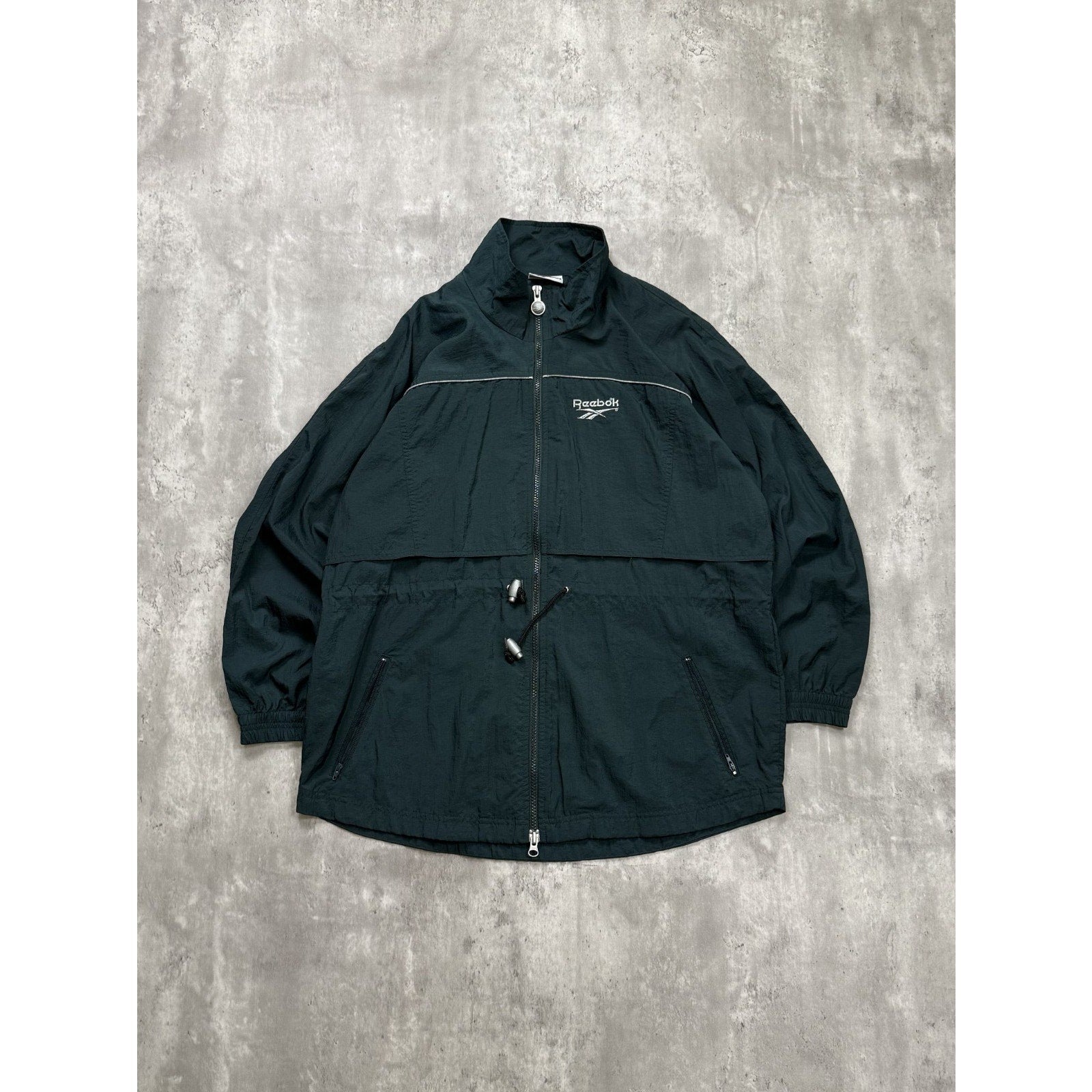 Vintage 90s Reebok Embroidered Logo Nylon Windbreaker Jacket Size Medium