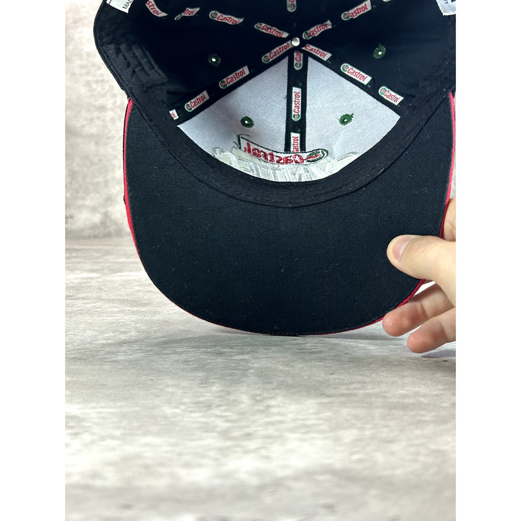 Vintage Castrol Syntec Racing Embroidered Spellout Strapback Hat OSFA Black