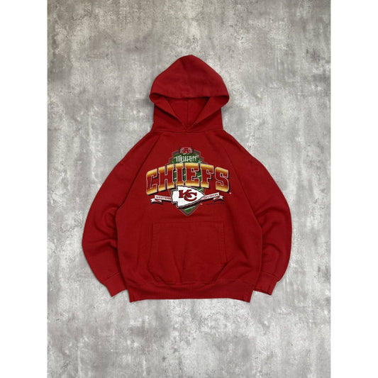 Vintage 1993 Kansas City Chiefs NFL Graphic Spellout Hooded Sweatshirt Sz Large