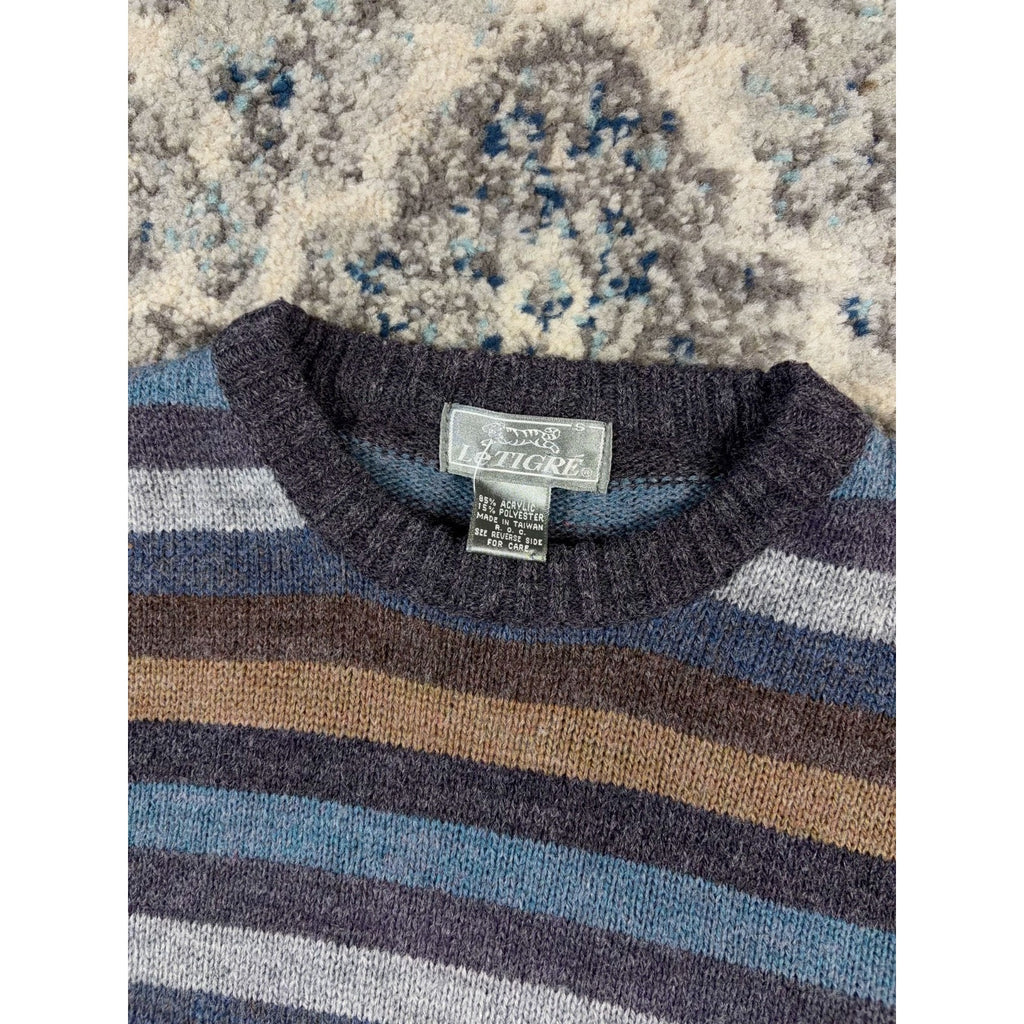 Vintage Le Tigre Striped Pullover Knit Sweater Size Small