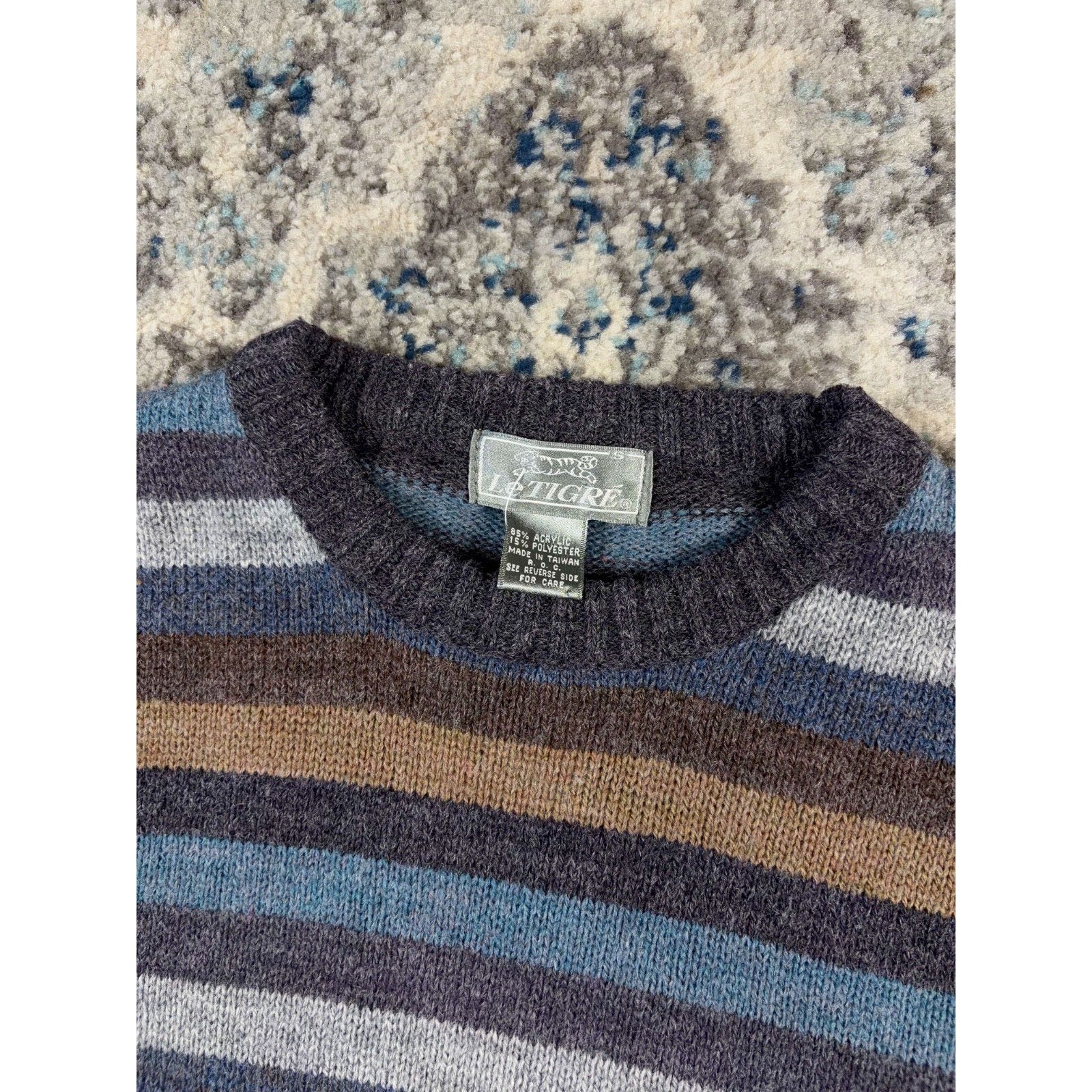 Vintage Le Tigre Striped Pullover Knit Sweater Size Small