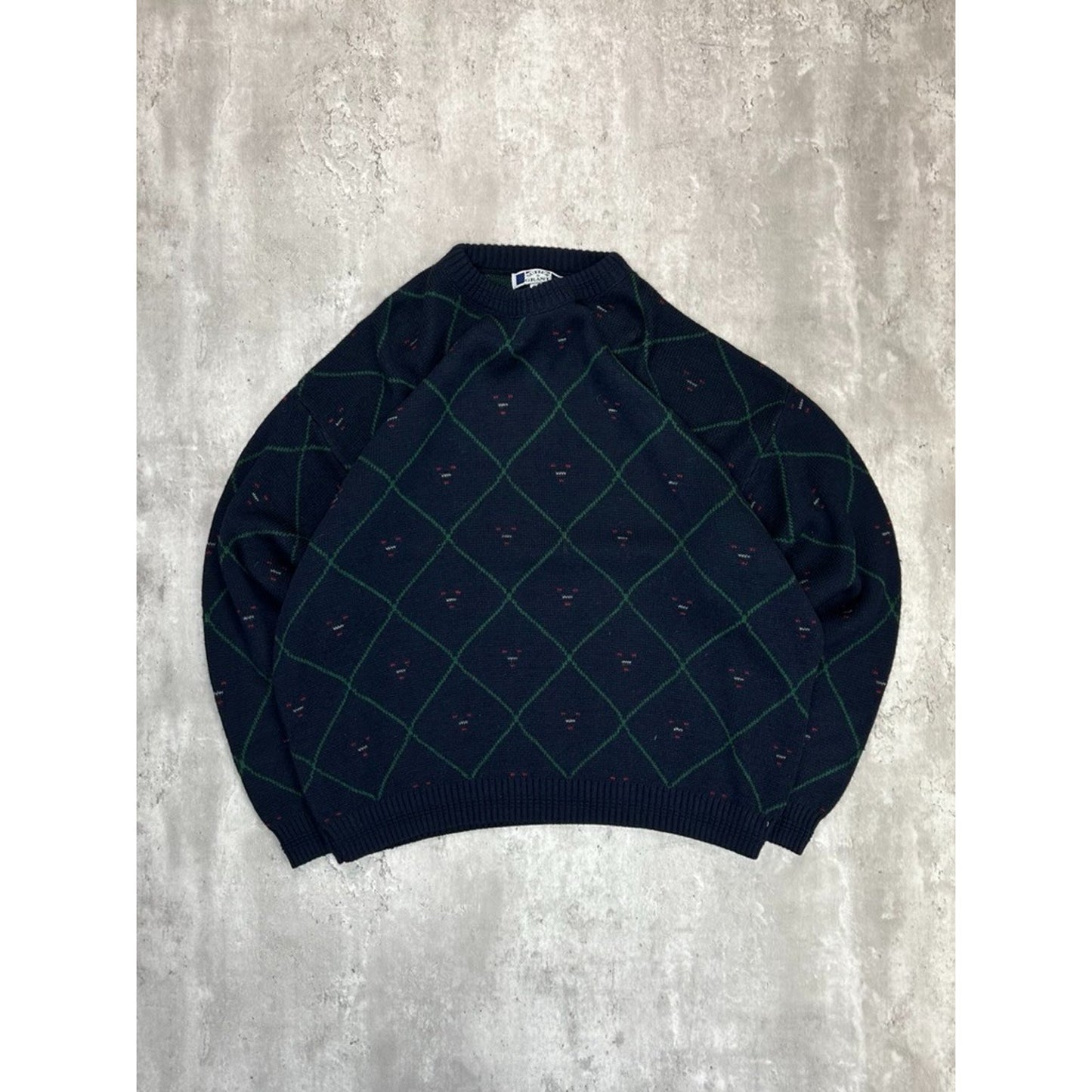 Vintage 90s Sutter & Grant Diamond Print Pullover Knit Sweater Size XL