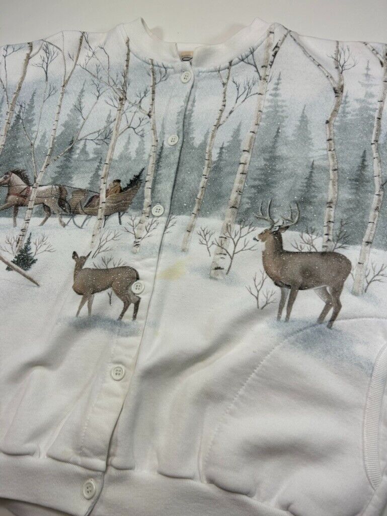 Vintage Winter Wonderland Nature AOP Cardigan Sweatshirt Size Medium