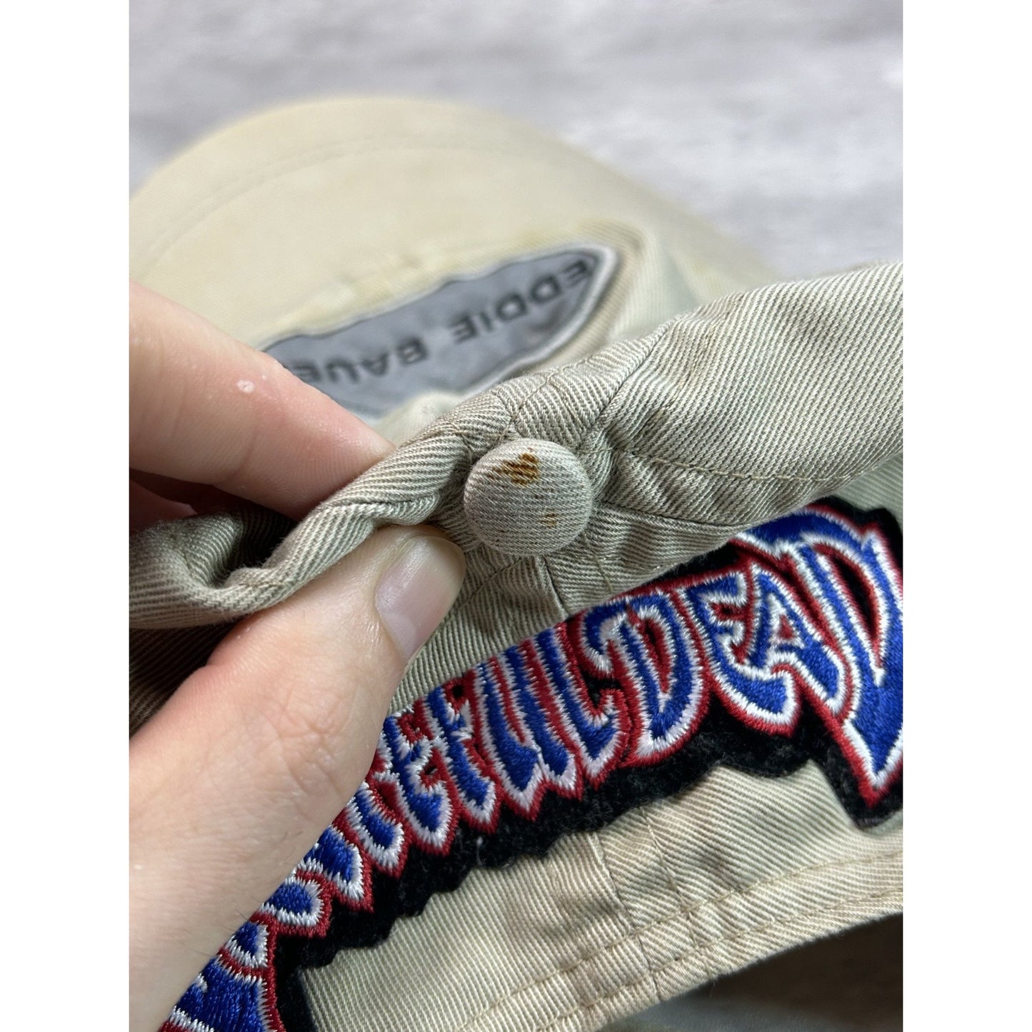 Vintage 90s Eddie Bauer Grateful Dead Embroidered Spellout Strapback Hat OSFA