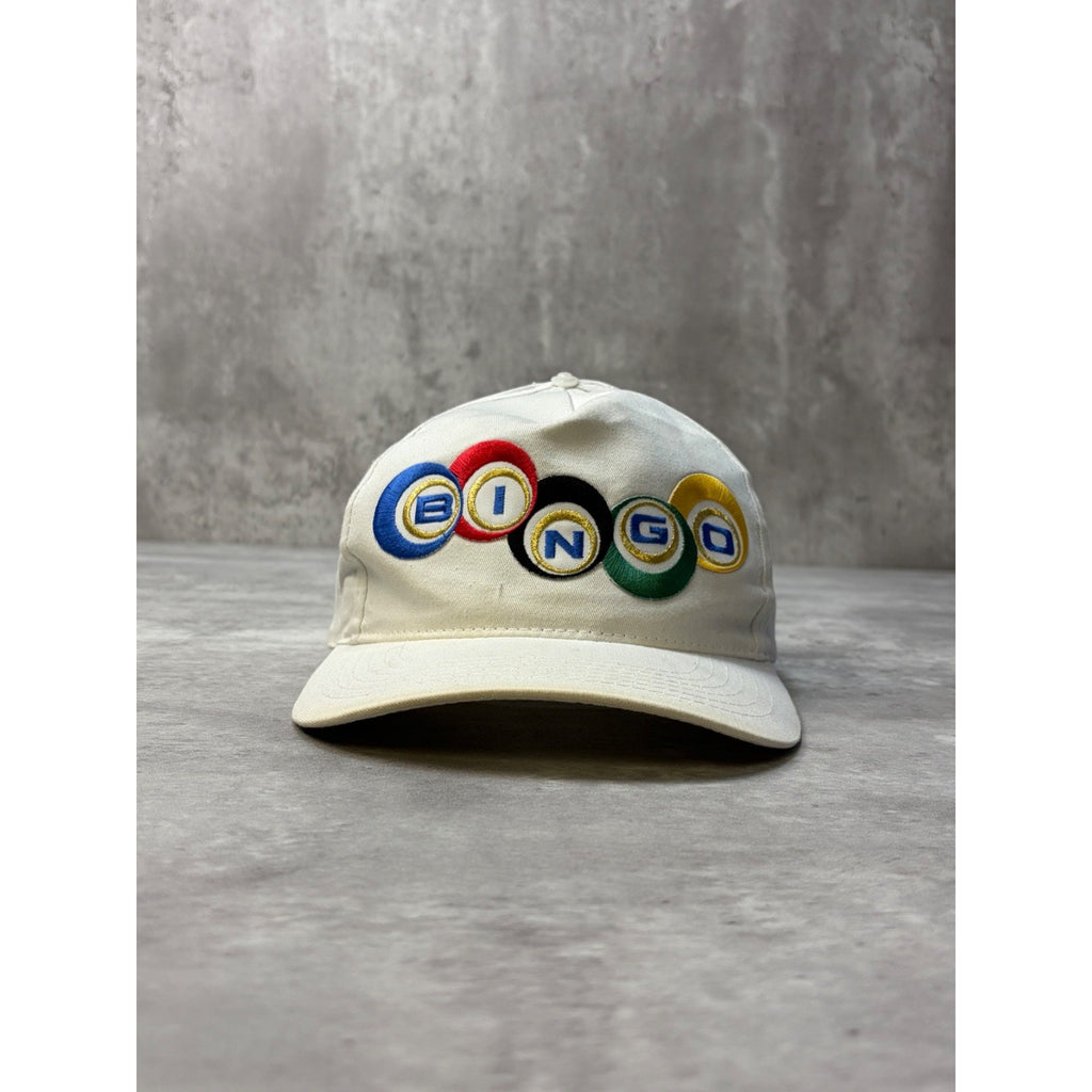 Vintage 90s Bingo Embroidered Spellout White Snapback Hat OSFA