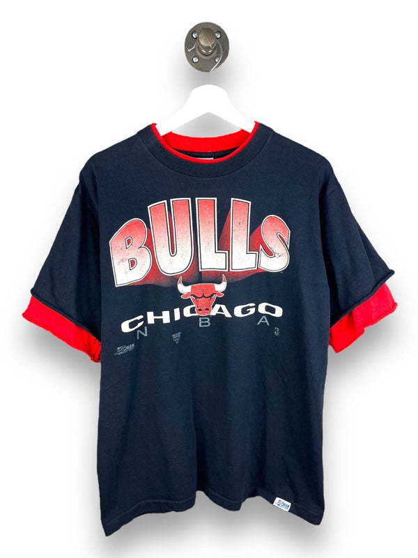 Vintage 1992 Chicago Bulls NBA Salem Sportswear Double Sleeve T-Shirt Size Large