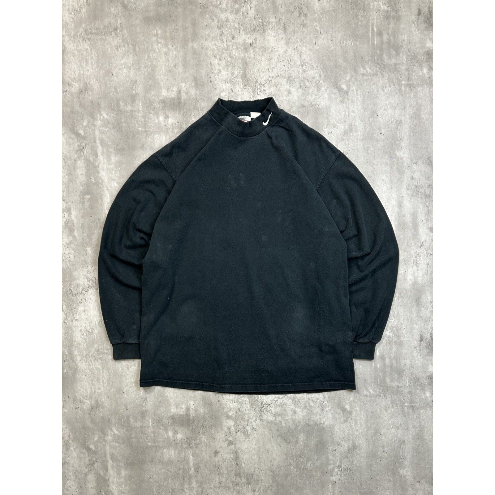 Vintage 90s Nike Embroidered Swoosh Mock Neck Long Sleeve T-Shirt Size Large