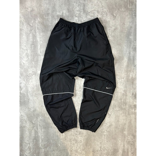 Vintage 2000s YOUTH Nike Embroidered Swoosh Nylon Track Pants Size Large Black
