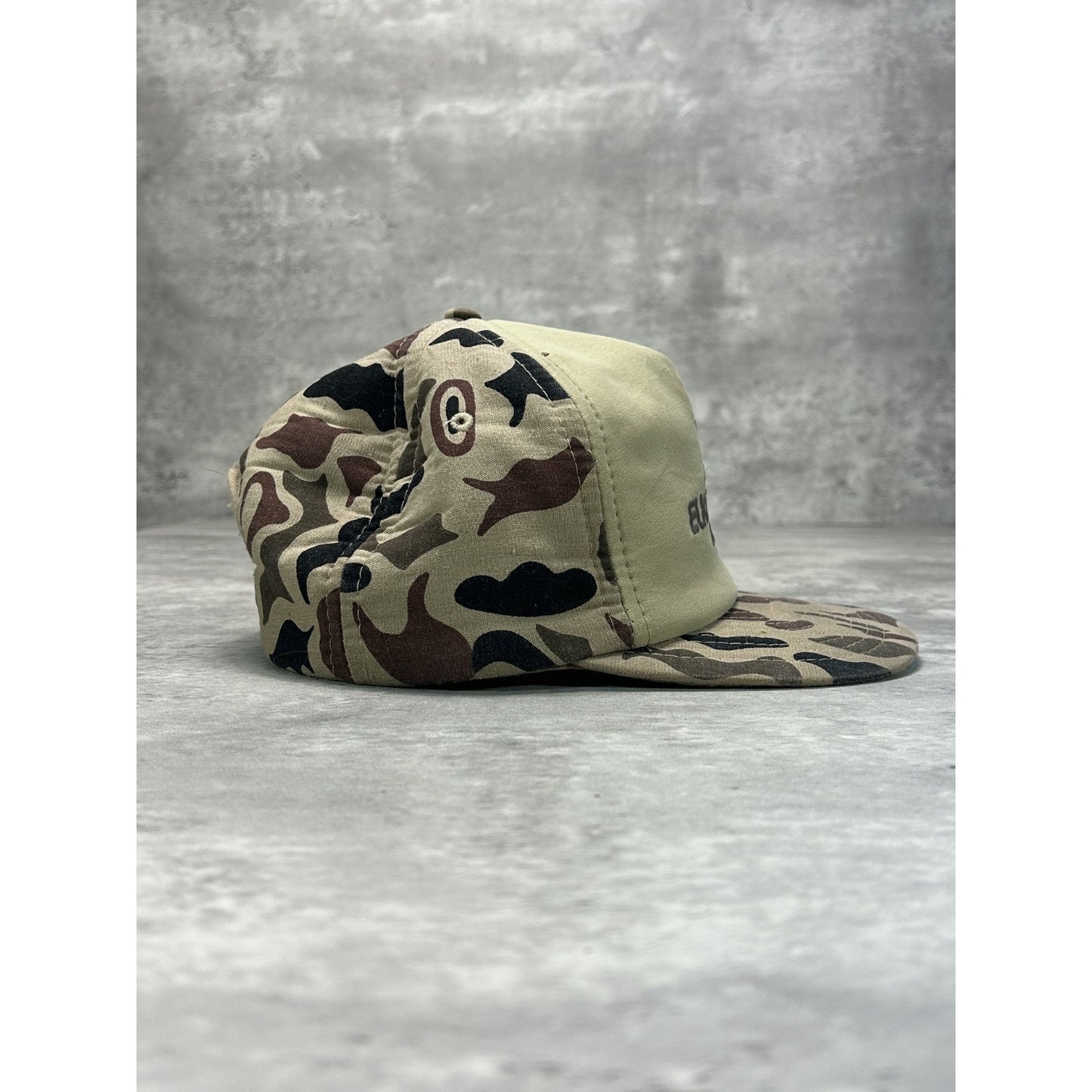Vintage 80s Elk River Ford Mercury Tree Camo Hunting Trucker Snapback Hat OSFA