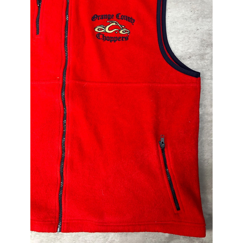 Vintage Orange County Choppers Embroidered Logo Fleece Sweatshirt Vest Sz Large