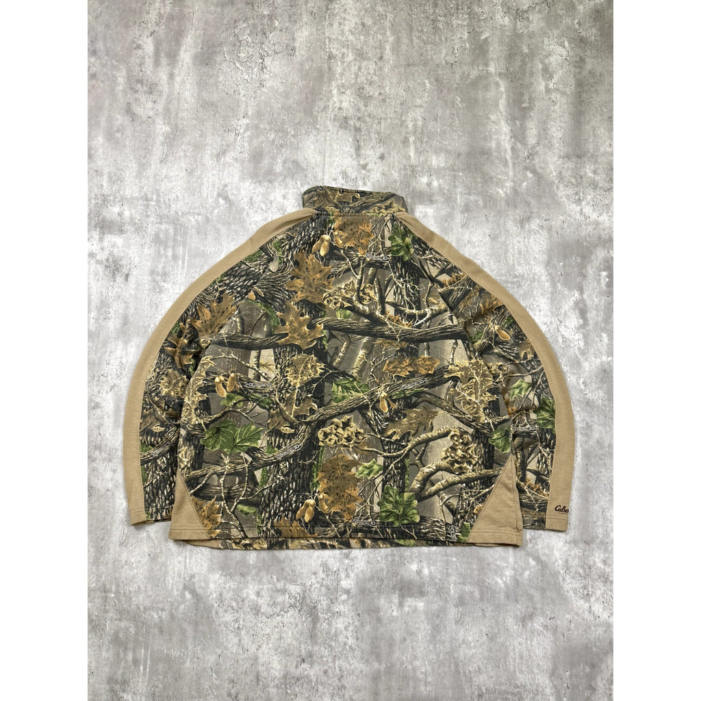 Vintage Cabela's Seclusion 3D Camo 1/4 Zip Mockneck Sweatshirt Size 2XL