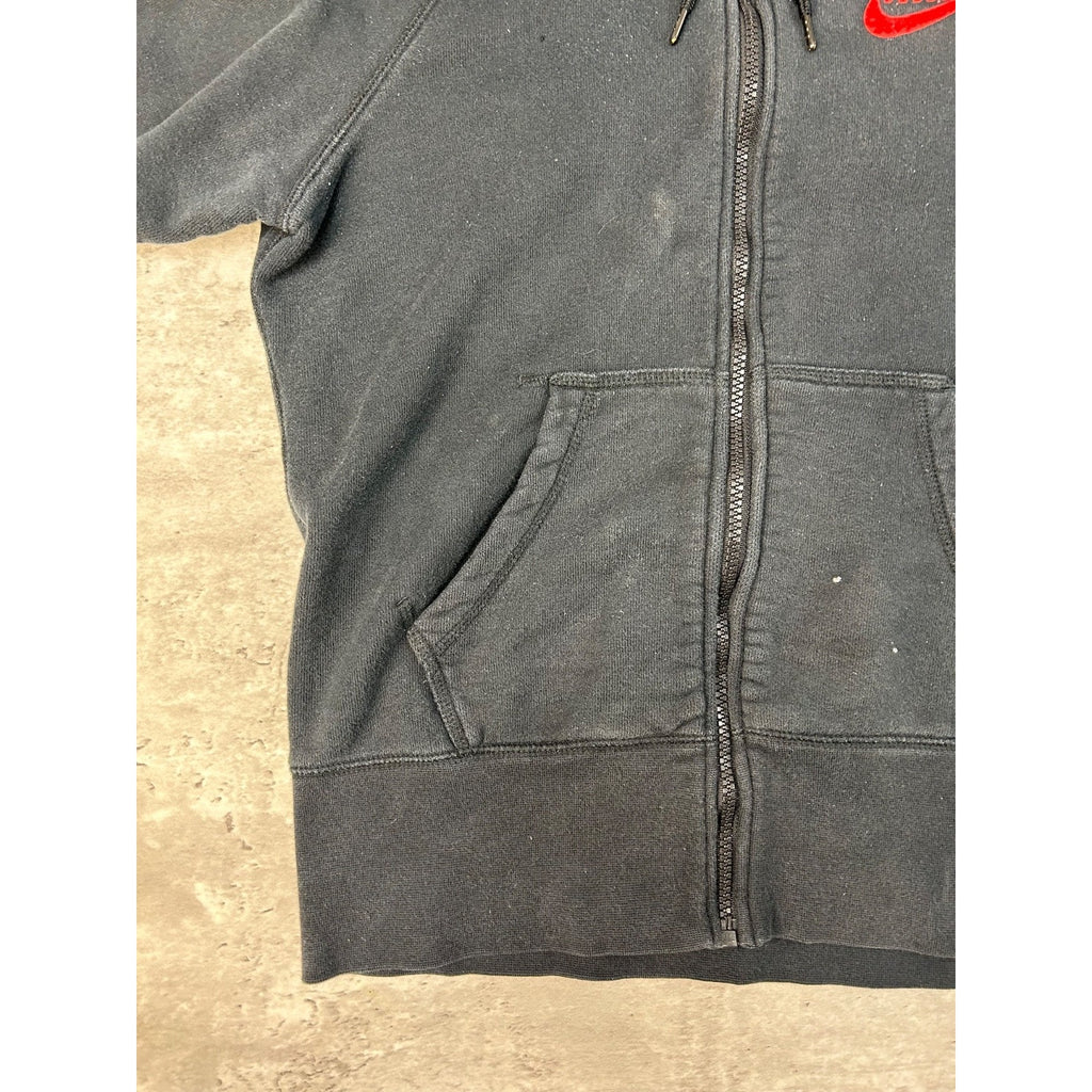 Vintage Women's Nike Graphic Swoosh Logo Full Zip Hooded Sweatshirt Size Large