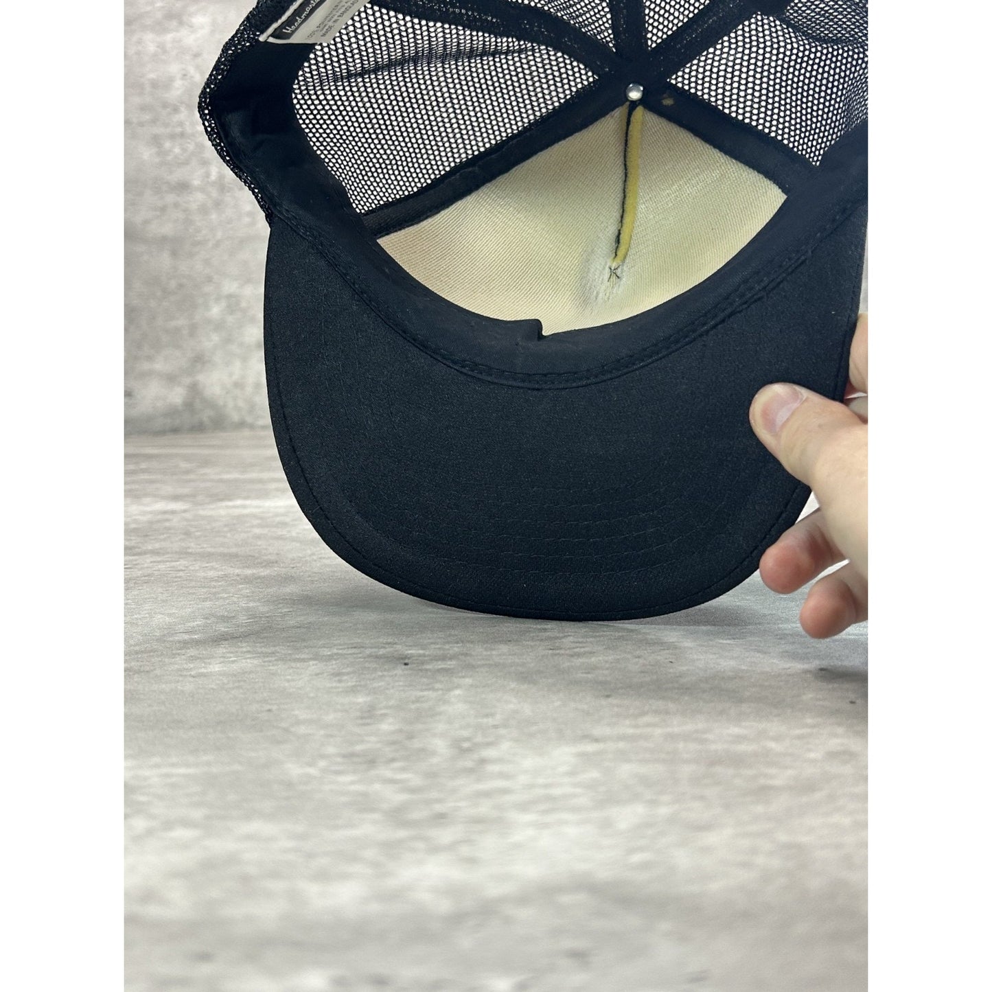 Vintage 90s Snap On Tools Spellout Graphic Trucker Snapback Hat OSFA Black