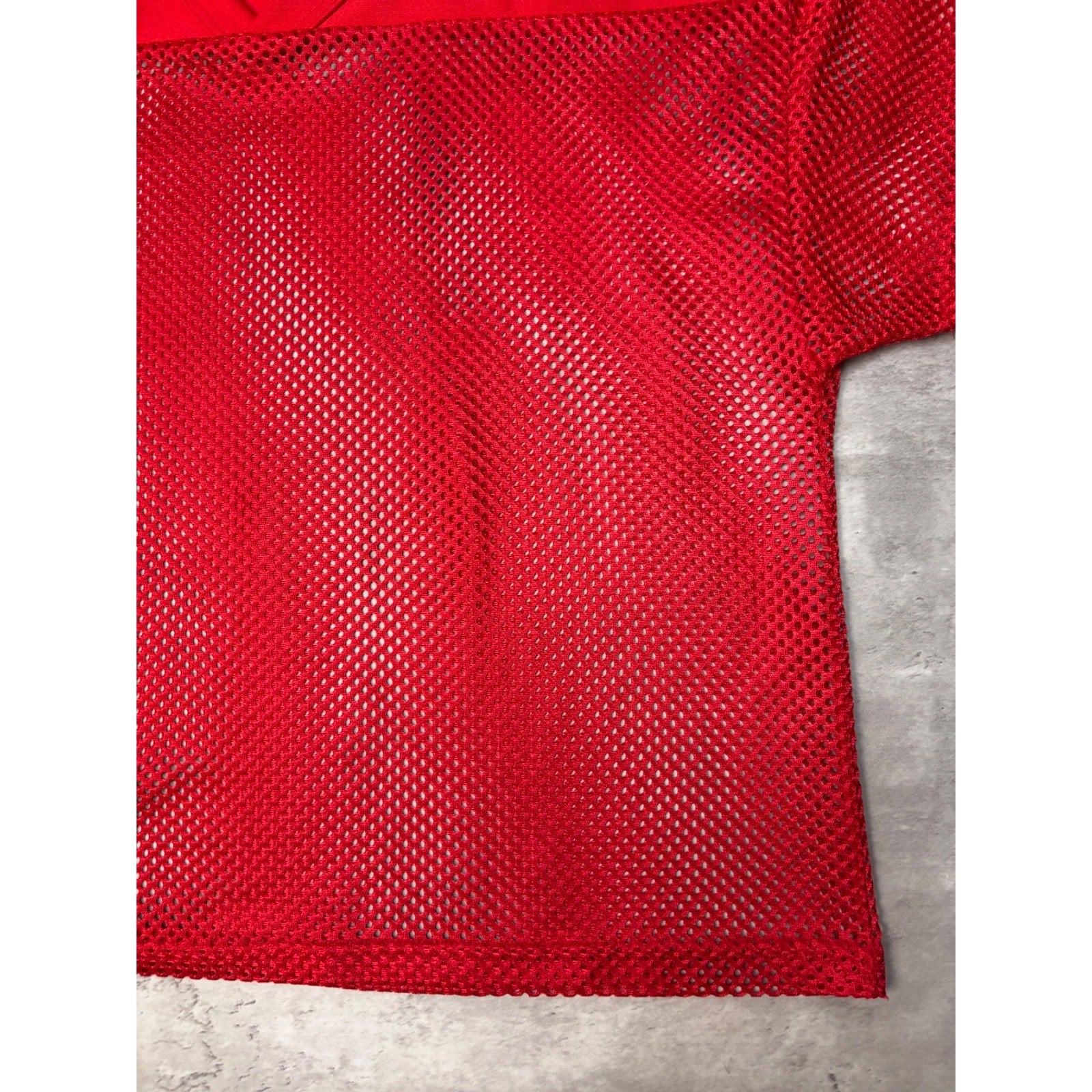 Vintage 90s Loose Blank Mesh Red Football Warm Up Jersey Size Medium