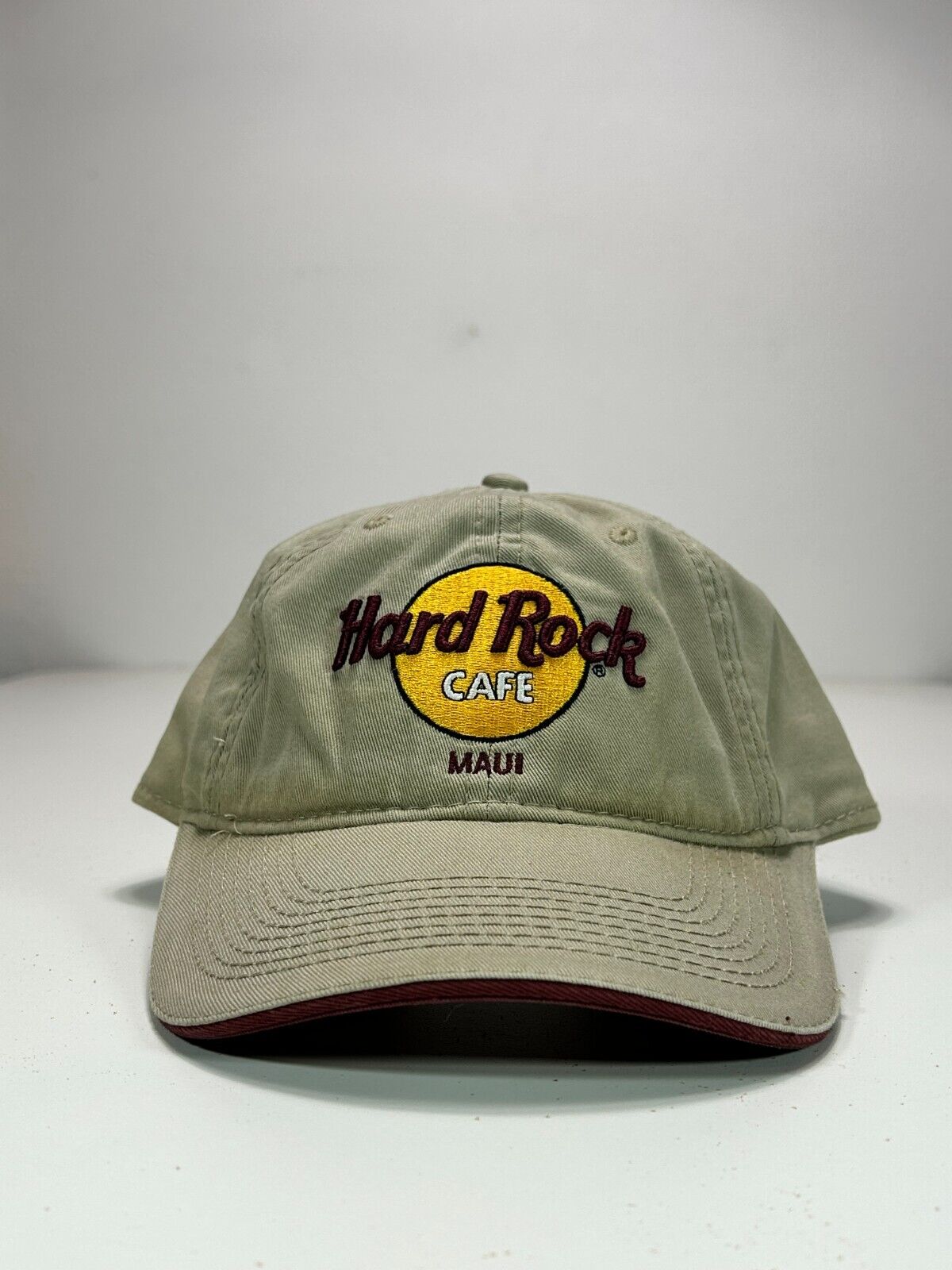 Vintage 90s Hard Rock Game Maui Destination Strapback Hat OSFA Beige