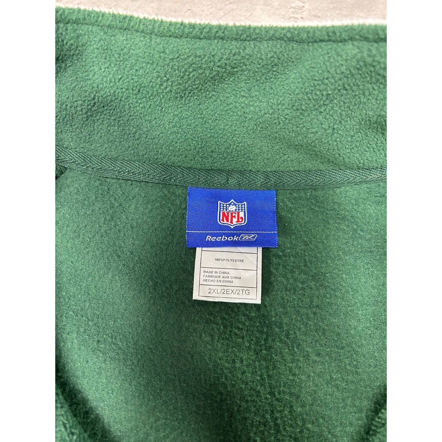 Vintage New York Jets NFL Embroidered 1/4 Zip Fleece Football Sweatshirt Sz 2XL