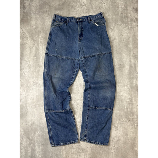 Vintage Dickies Medium Wash Denim Workwear Double Knee Pants Size 35
