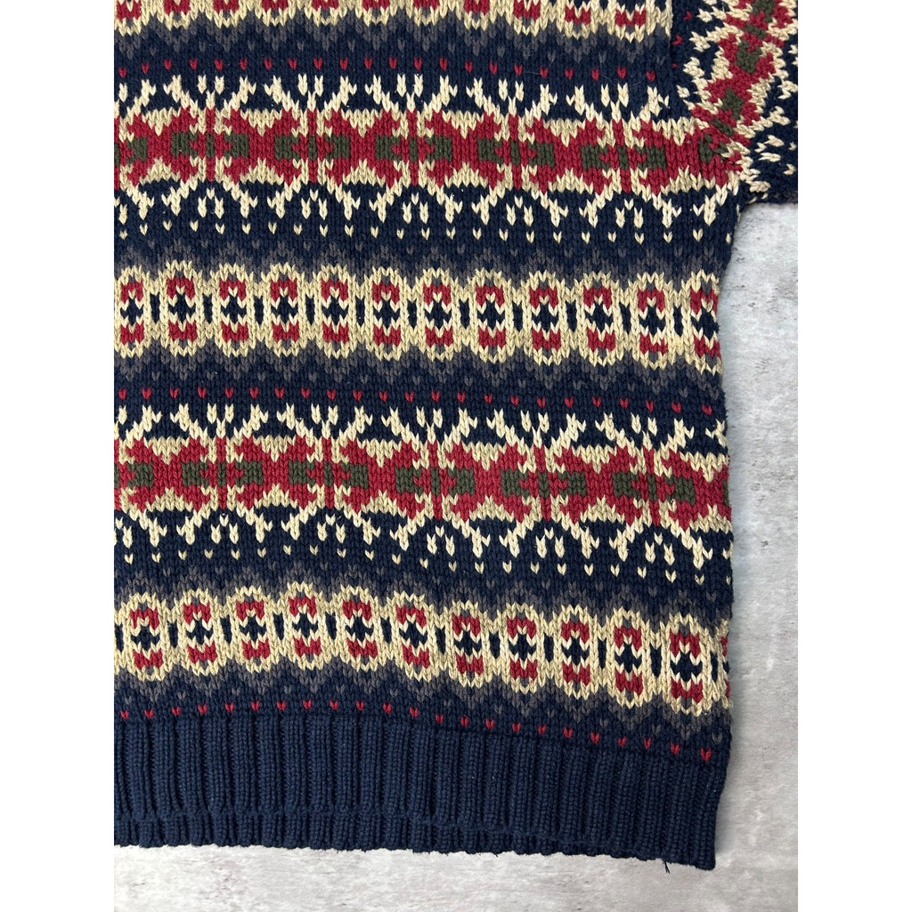 Vintage Eddie Bauer Abstract Striped Pullover Knit Sweater Size XL