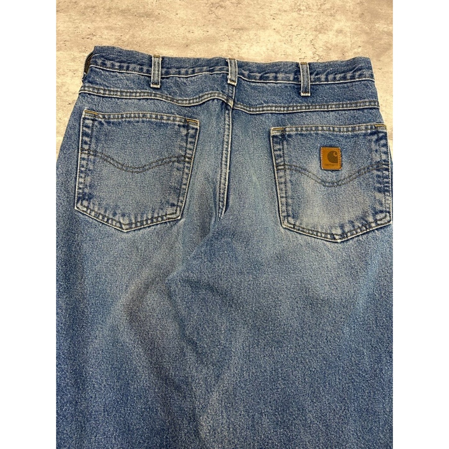 Vintage Carhartt Plaid Lined Medium Wash Workwear Denim Pants Size 34 Blue