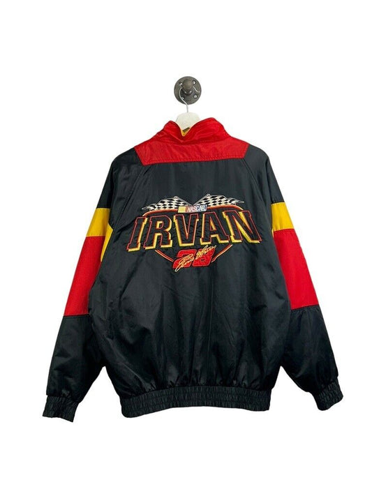 Vintage 90s Ernie Irvan #28 Nascar Embroidered Full Zip Jacket Size Medium