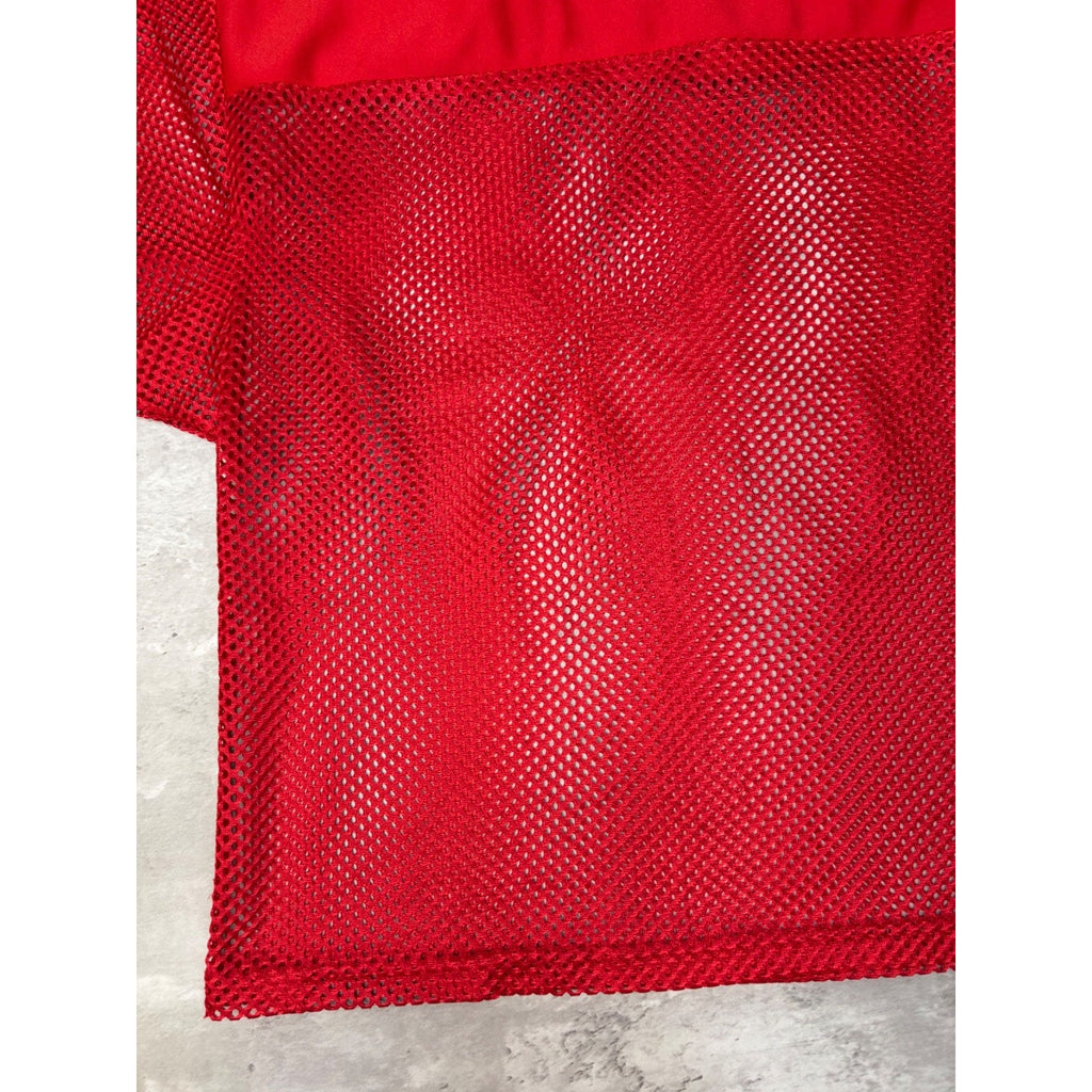 Vintage 90s Loose Blank Mesh Red Football Warm Up Jersey Size Medium