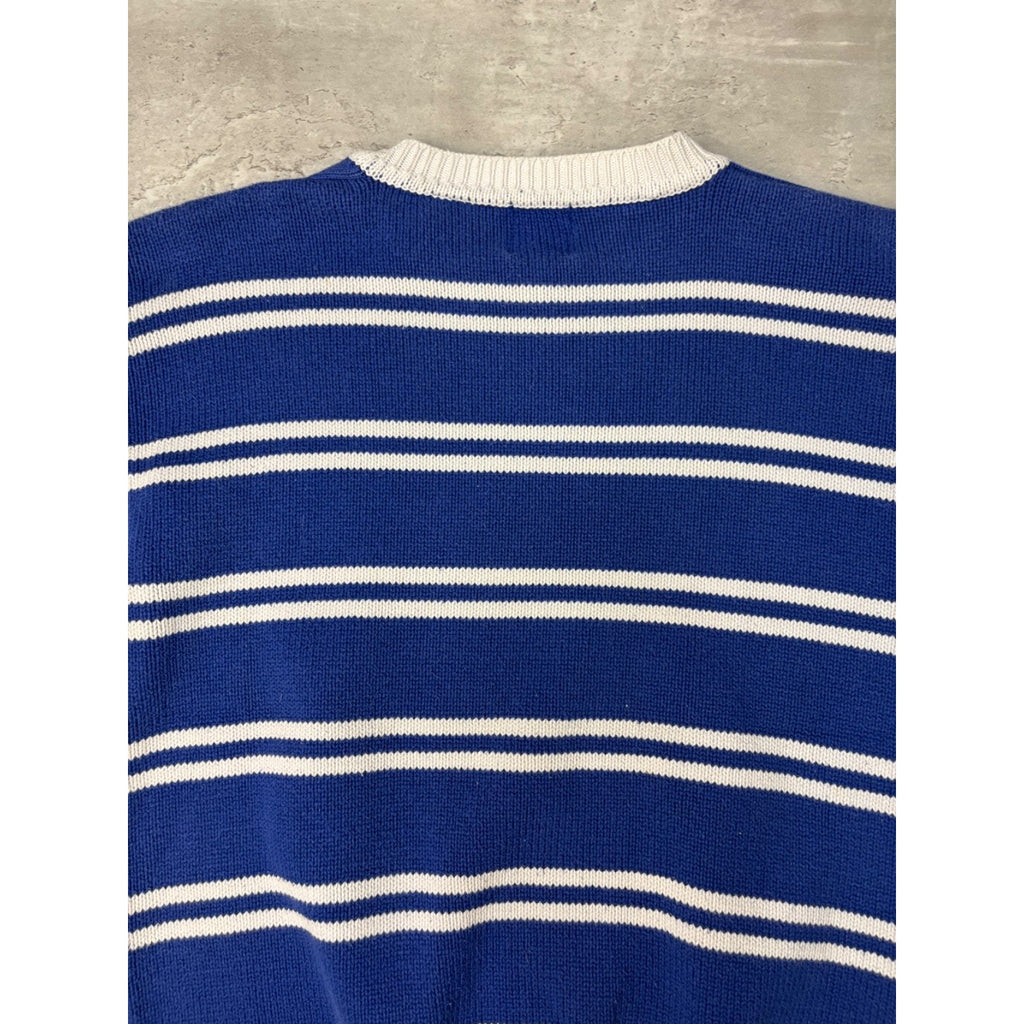 Vintage 90s Gap Striped Pattern Pullover Collar Button Knit Sweater Size Small